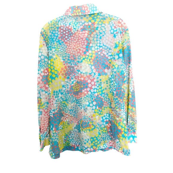 Vintage 60s Abstract Dot Print Button Up Top - Picture 6 of 6